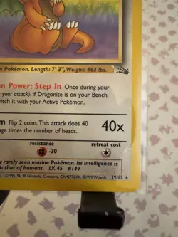 Pokemon Dragonite 19/62 Fossil Unlimited Non-Holo Rare English 1999 - Image 4