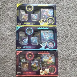 Pokemon TCG Premium Collection Jolteon VMAX Vaporeon VMAX Flareon VMAX 3 Box En… - Image 2