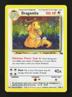 Dragonite 4/62 Rare Fossil Pokemon Unlimited Holo Heavily Played - Image 1