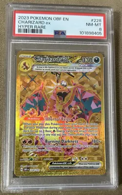 2023 Pokemon Charizard ex 228/197 SV03 Obsidian Flames Hyper Rare Holo PSA 8 - Image 1