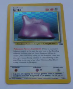 Pokemon, Ditto, Fossil, 3/62, 50 HP Holo, Unplayed, NM, - Image 1