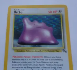 Pokemon, Ditto, Fossil, 3/62, 50 HP Holo, Unplayed, NM, - Image 2