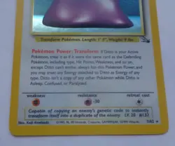 Pokemon, Ditto, Fossil, 3/62, 50 HP Holo, Unplayed, NM, - Image 3