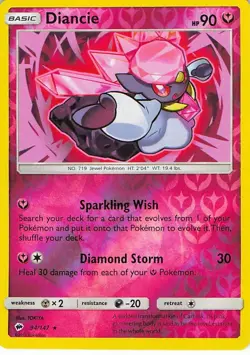 Diancie 94/147 Rare Burning Shadows Pokemon Reverse Holo Near Mint - Image 1