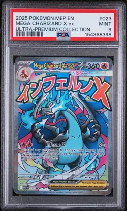 2025 POKEMON MEP EN-ME BLACK STAR PROMO #023 MEGA CHARIZARD X EX PSA 9 - Image 1