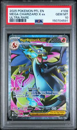 2025 Pokemon Pfl En-Phantasmal Flames #109 Mega Charizard X Ex Ultra Rare PSA 10 - Image 1