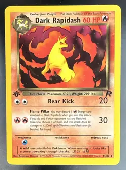 2000 Pokemon Team Rocket 1st Edition Dark Rapidash 44/82 Uncommon - Image 1