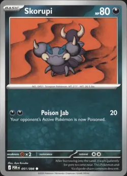 SKORUPI 051/088 COMMON PERFECT ORDER POKEMON NM - Image 1