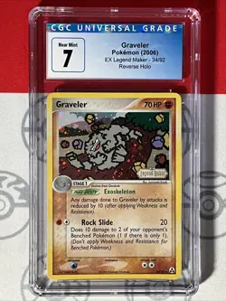CGC 7 2006 Pokemon TCG EX Legend Maker Graveler Reverse Foil 34/92 PSA 7065 - Image 1