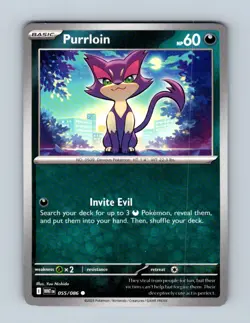 Purrloin 055/086 Common White Flare Pokemon Near Mint - Image 1
