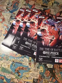 One Piece TCG OP-16 The Time Of Battle Sleeved Booster Packs Lot Of 4 English - Image 1