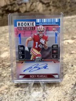 2024 Contenders Optic Rookie Ticket On Card Auto Ricky Pearsall 109 Blue /75 - Image 1