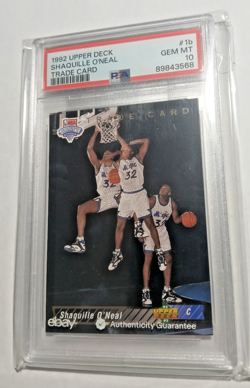 1992 Upper Deck Shaquille O'Neal Trade Card #1B PSA 10 "HOT" - Image 1