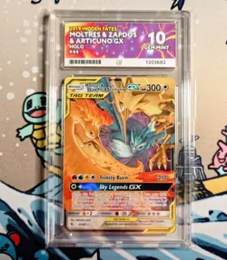 Moltres & Zapdos & Articuno GX Hidden Fates Card 44/68 Ace 10 Perfect Subgrades - Image 1