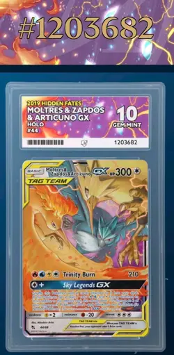 Moltres & Zapdos & Articuno GX Hidden Fates Card 44/68 Ace 10 Perfect Subgrades - Image 3