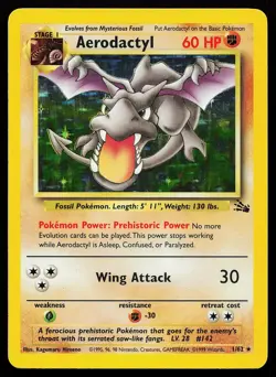 Aerodactyl 1/62 Unlimited Holo Rare Fossil Pokemon Card - Image 1