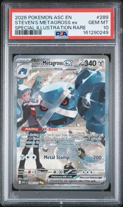 2026 POKEMON ASC SPECIAL ILLUSTRATION RARE #289 STEVEN'S METAGROSS EX PSA 10 - Image 1