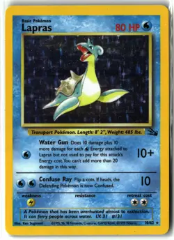 1999 Lapras ⭐ 10/62 Unlimited Holo Rare WOTC Vintage Fossil Pokemon NM/LP - Image 1
