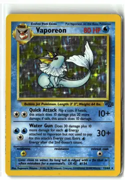 1999 Vaporeon ⭐ 12/64 Unlimited Holo Rare WOTC Vintage Jungle Pokemon LP - Image 1