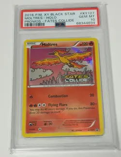 PSA 10 Moltres Fates Collide Stamped Promo **POP 16** Pokemon XY127 - Image 1