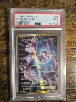 2016 Pokemon Evolutions Mewtwo EX Full Art Holo 103/108 PSA 9 - Image 1