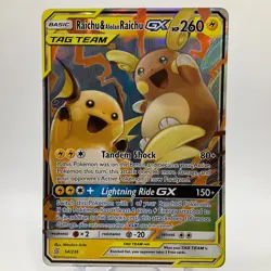 Raichu & Alolan Raichu GX 54/236 SM-Unified Minds Holo Ultra Rare Pokemon LP - Image 1