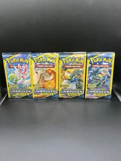 Pokemon Sun & Moon Unbroken Bonds 3 Card Mini Booster Pack - 4 Packs- Art Set - Image 1