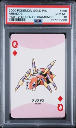 2000 POKEMON GOLD VERSION PART 2 PLAYING CARDS QUEEN OF DIAMONDS ARIADOS PSA 10 - Image 1