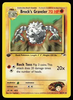 Brock's Graveler 40/132 1st Edition Uncommon Gym Heroes Pokemon Card - Image 1