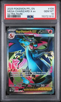 2025 POKEMON PFL EN-PHANTASMAL FLAMES ULTRA RARE #109 MEGA CHARIZARD X EX PSA 10 - Image 1