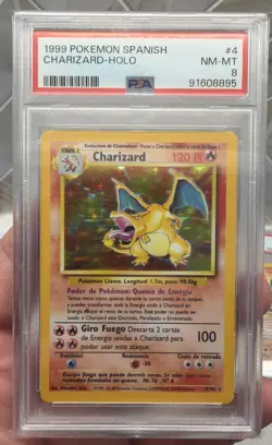 PSA 8 Charizard Base Set 1999 Pokemon Holo Spanish 4/102 - Image 1