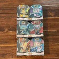 V Heroes 3x 2-Pack Tin Bundle Set Eevee Evolutions (Target 2023) Pokemon TCG New - Image 1