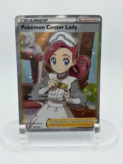 Pokemon Center Lady 185/185 SWSH04: Vivid Voltage Ultra Rare Full Art Holo- NM - Image 1