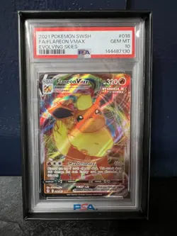 2021 POKEMON SWORD & SHIELD EVOLVING SKIES #018 FULL ART/FLAREON VMAX PSA 10 - Image 1