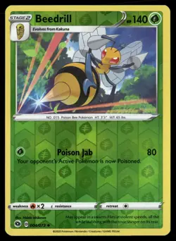 Beedrill 004/073 Uncommon Champion's Path Pokemon Reverse Holo NM/M - Image 1