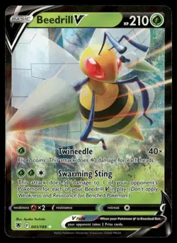 Beedrill V 001/189 Holo V Rare Astral Radiance Pokemon NM/M - Image 1