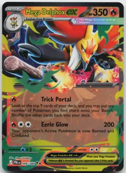 Mega Delphox ex 008/084 Holo Pokemon Pitch Black - NM - Image 1