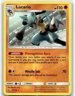 Lucario 67/156 Rare Ultra Prism Pokemon LP - Image 1