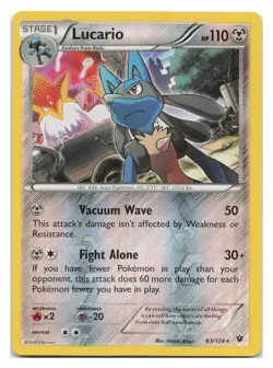 Lucario 63/124 Rare Fates Collide Pokemon Reverse Holo 2016 - Image 1
