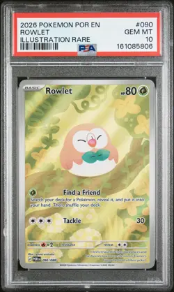 2026 POKEMON POR EN-PERFECT ORDER ILLUSTRATION RARE #090 ROWLET PSA 10 - Image 1