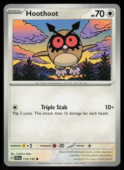Hoothoot 114/142 Common Stellar Crown Pokemon Near Mint - Image 1