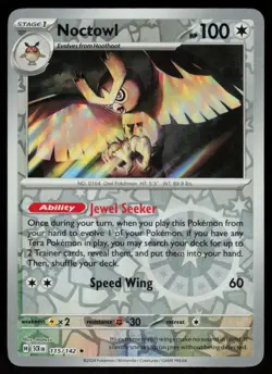 Noctowl 115/142 Rare Stellar Crown Pokemon Reverse Holo Near Mint - Image 1