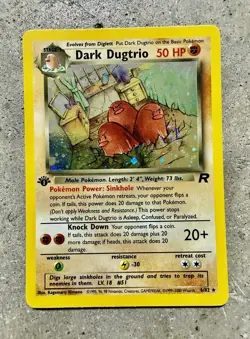Pokemon Dark Dugtrio 6/82 1st Edition Holo Swirl Team Rocket WOTC 2000 - Image 1