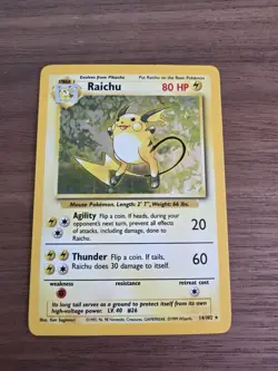 Raichu 14/102 Holo Rare Base Set – WOTC Vintage 1999 Pokemon TCG Card - Image 1