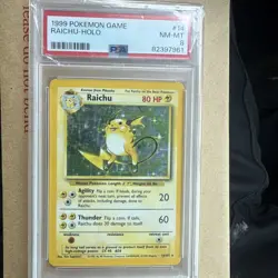 PSA 8 - Pokemon Raichu Holo - Base Set Unlimited - 14/102 - Rare TCG WOTC 1999 - Image 1