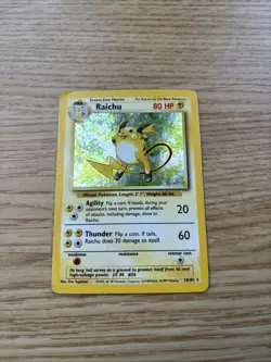 Pokemon TCG Base Set Raichu Card Holo 14/102 Rare 1999 WOTC HP condition - Image 1