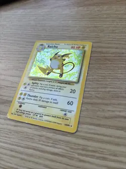 Pokemon TCG Base Set Raichu Card Holo 14/102 Rare 1999 WOTC HP condition - Image 3