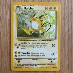 Pokemon Raichu 14/102 Base Set Holo Rare WOTC 1999 – Moderately Played - Image 2
