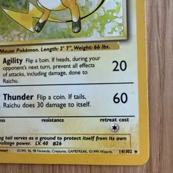 Pokemon Raichu 14/102 Base Set Holo Rare WOTC 1999 – Moderately Played - Image 5