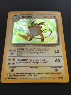 Raichu 14/102 Base Set Holo - Vintage Pokemon Card WOTC 1999 - Played - Image 3